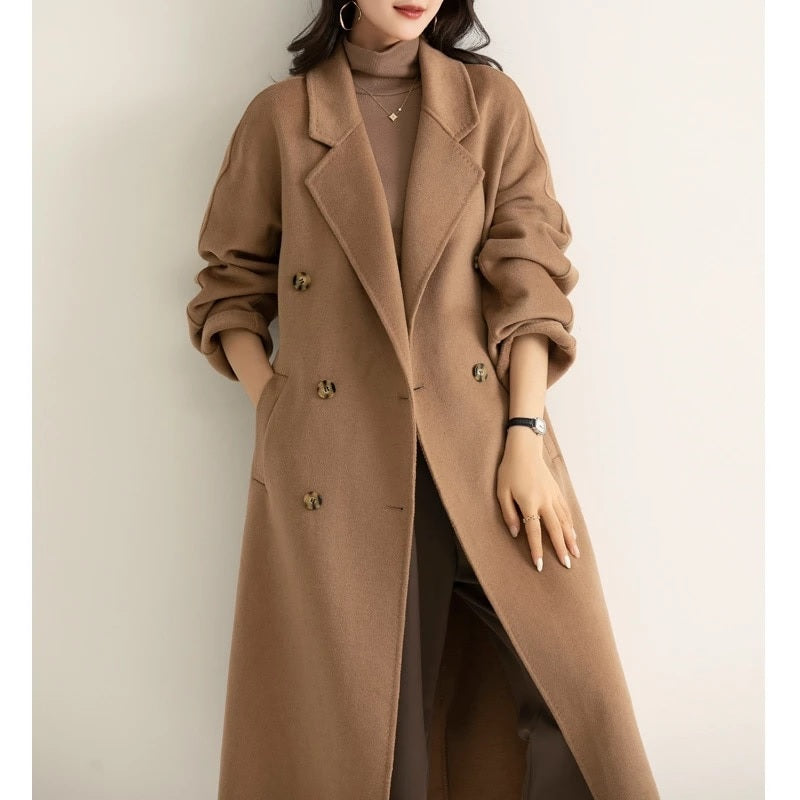 Korean High-end Cashmere Blend Long Split Coat