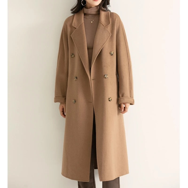 Korean High-end Cashmere Blend Long Split Coat