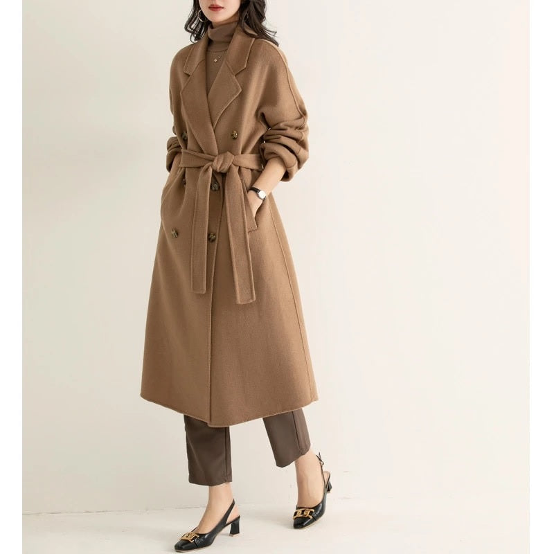 Korean High-end Cashmere Blend Long Split Coat