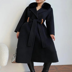 Korean Style Vintage long sleeve woolen cashmere coat