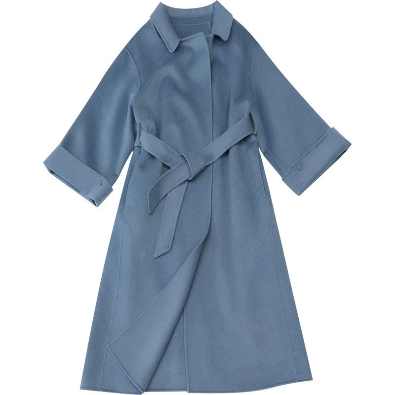 Korean Version Loose Lace-up High-end Wool Outerwear