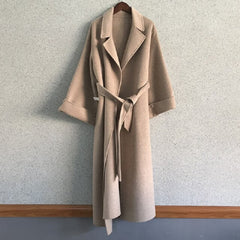 Korean Version Loose Lace-up High-end Wool Outerwear