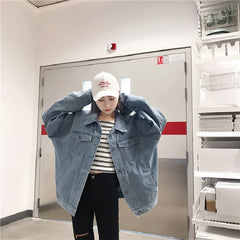 Korean fashion denim jacket long sleeve coat