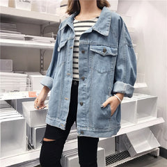 Korean fashion denim jacket long sleeve coat