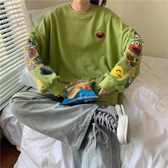 Korean style cartoon printing long sleeve sweatshirt