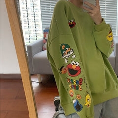 Korean style cartoon printing long sleeve sweatshirt