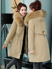 Lace Up Hooded Zipper Long Sleeves Casual Coat