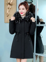 Lace Up Hooded Zipper Long Sleeves Casual Coat