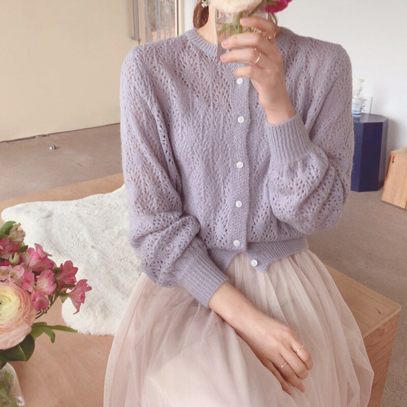 Lantern Long Sleeve Cardigan Blouse