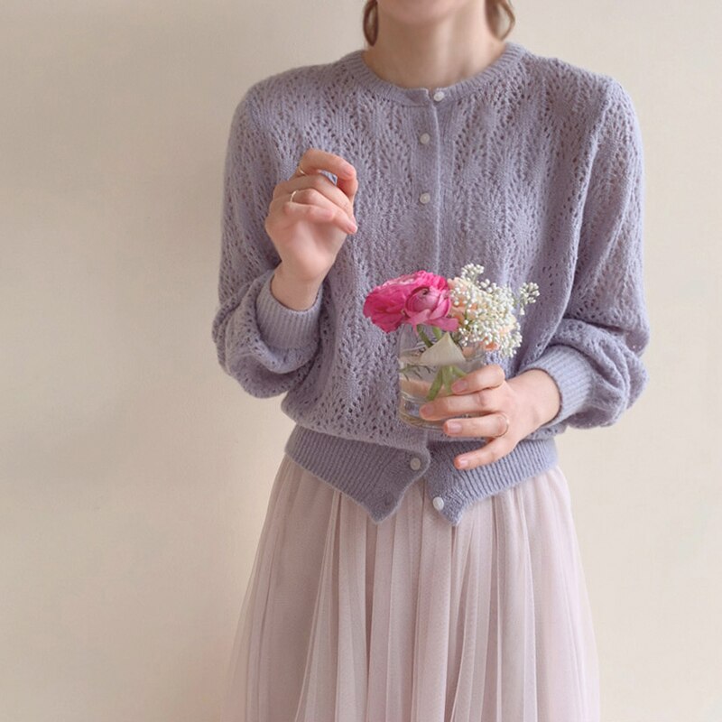 Lantern Long Sleeve Cardigan Blouse