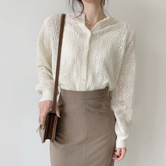 Lantern Long Sleeve Cardigan Blouse