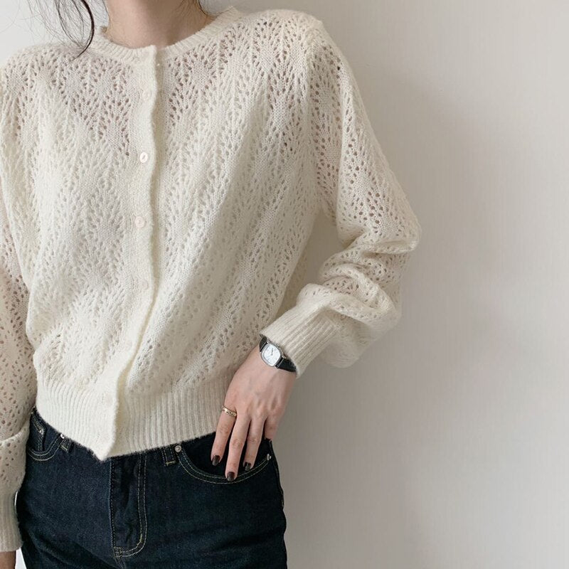 Lantern Long Sleeve Cardigan Blouse