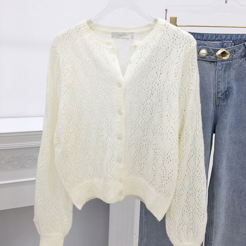 Lantern Long Sleeve Cardigan Blouse