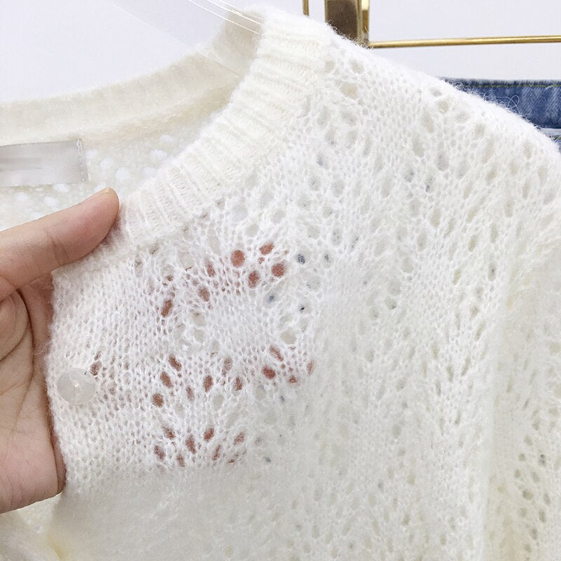 Lantern Long Sleeve Cardigan Blouse