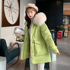 Large Fur Collar Thick Hooded Parkas Jackets Casual Padded Coats