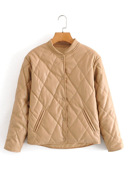 Leather Jewel Neck Long Sleeve Short Jackets