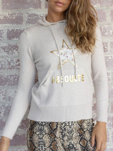 Logo Hoodie Apricot Long Sleeves Hooded Sweatshirt