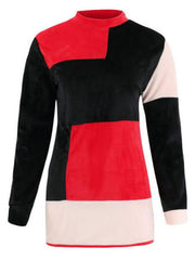 Long Sleeve Crewneck Color Block Casual Pullover Sweatshirt