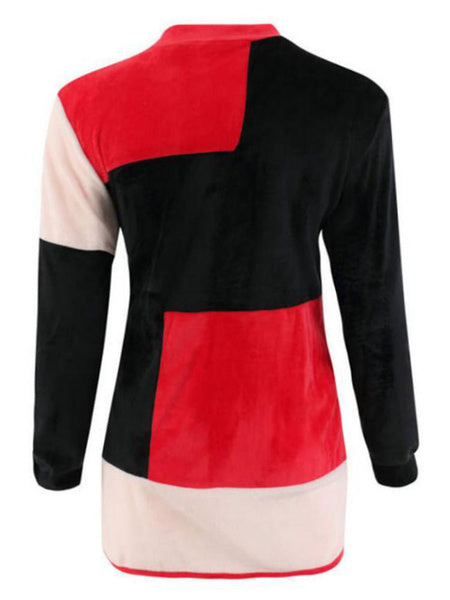 Long Sleeve Crewneck Color Block Casual Pullover Sweatshirt
