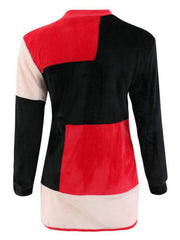 Long Sleeve Crewneck Color Block Casual Pullover Sweatshirt