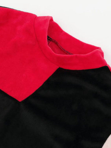 Long Sleeve Crewneck Color Block Casual Pullover Sweatshirt