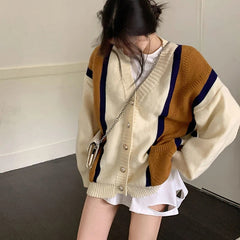 Long Sleeve Mid-Length Loose Knitting Cardigan Sweater