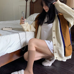 Long Sleeve Mid-Length Loose Knitting Cardigan Sweater