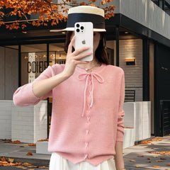 Casual Long Sleeve Crew Neck Base Shirt Stylish Sweet Knitted Sweater Top