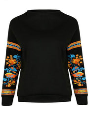Long Sleeve Round Neck Printed Pullover Sweatshirt