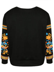 Long Sleeve Round Neck Printed Pullover Sweatshirt