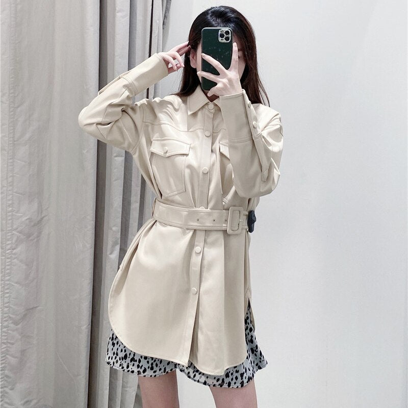 Long Sleeve Streetwear Solid Coat