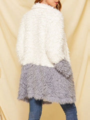 Long Sleeves Casual Color Block Turndown Collar Coat
