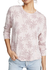 Long Sleeves Coconut Tree Printed Split Sweatshirt