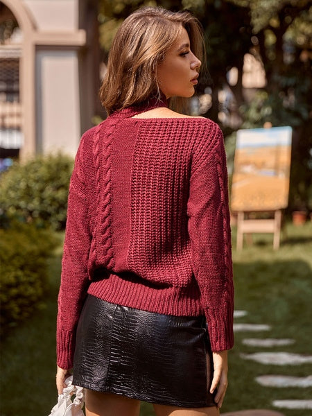 Long Sleeves Open Shoulder Acrylic Sweaters