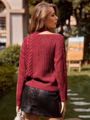 Long Sleeves Open Shoulder Acrylic Sweaters