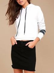 Long Sleeves Stripes Cotton Hooded Sweatshirt