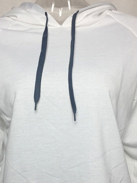 Long Sleeves Stripes Cotton Hooded Sweatshirt