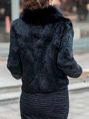 Long Sleeves V-Neck Black Casual Coat