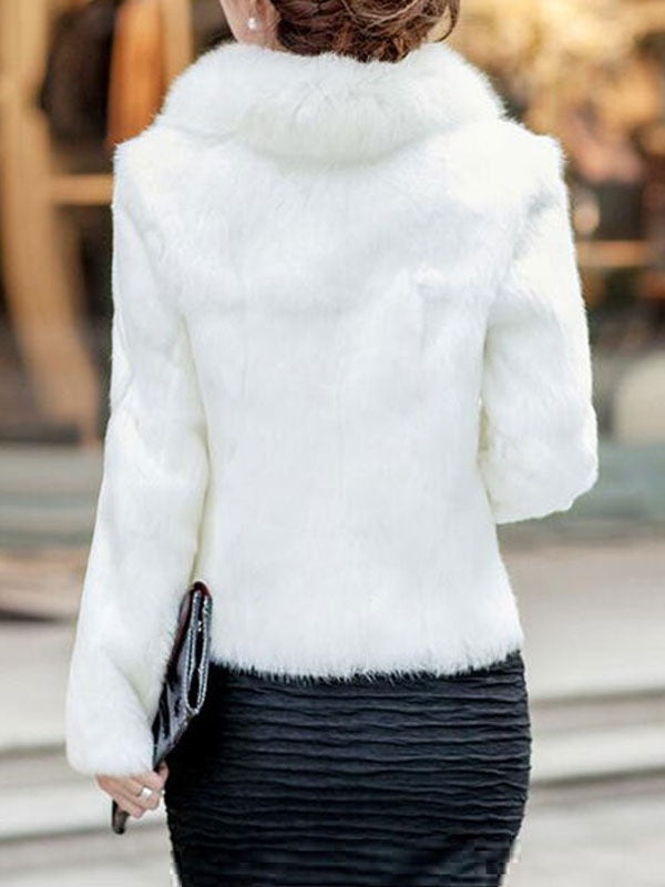 Long Sleeves V-Neck Black Casual Coat