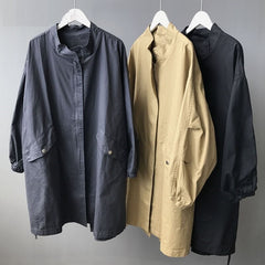 Loose Batwing Long Sleeve Windbreaker Zipper Up Oversize Coat