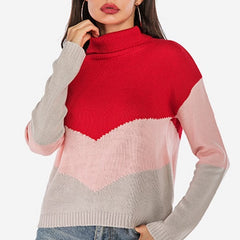Loose Long-sleeve Block Color Pullover Sweater