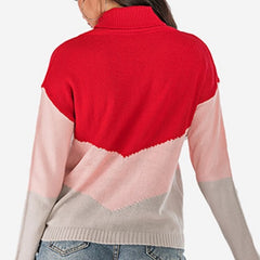 Loose Long-sleeve Block Color Pullover Sweater