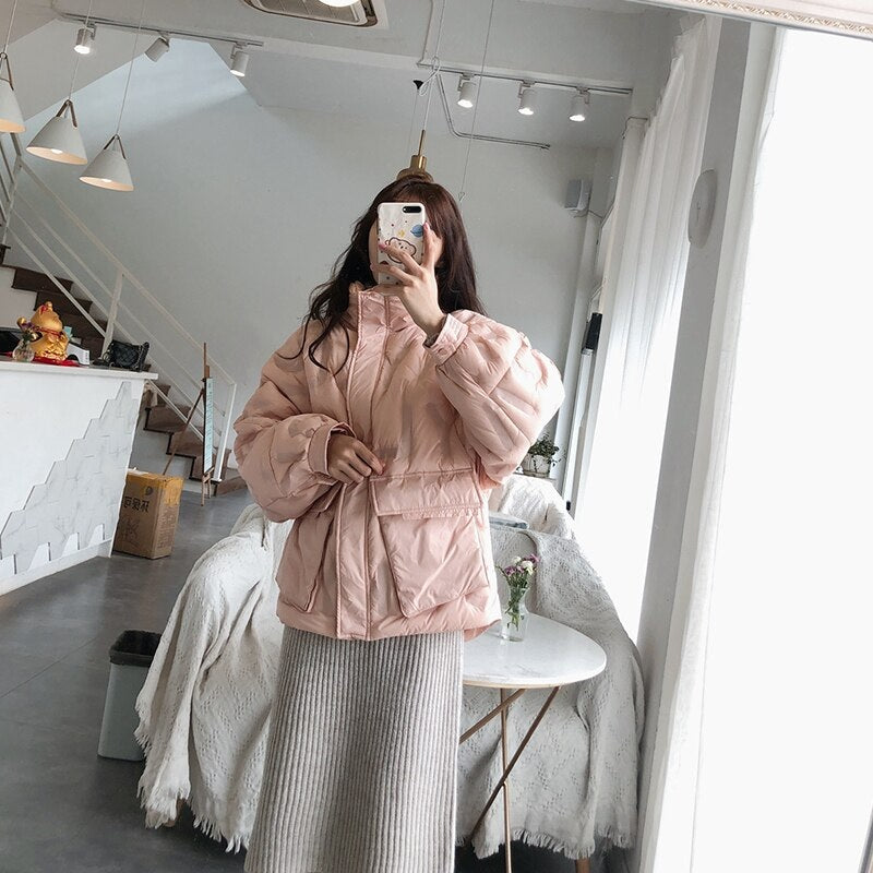 Loose Stand Collar Sweet Candy Colo Duck Down Jackets