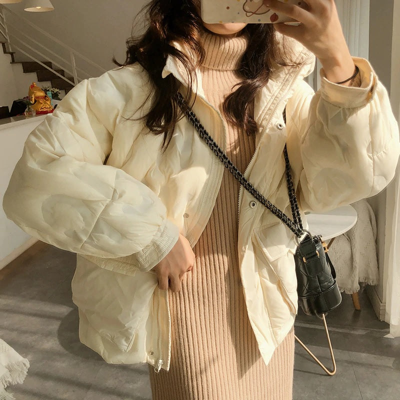 Loose Stand Collar Sweet Candy Colo Duck Down Jackets