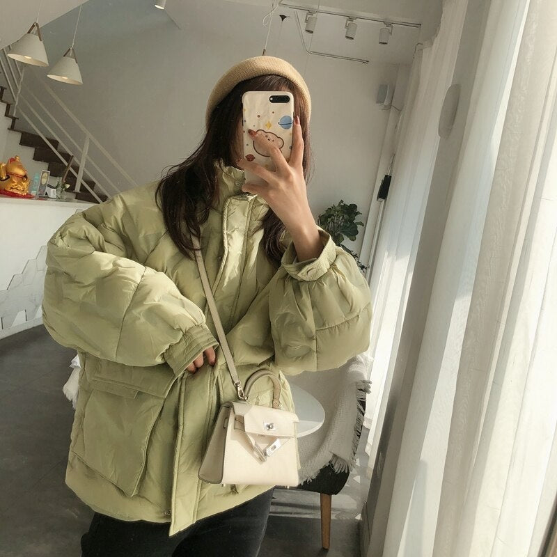 Loose Stand Collar Sweet Candy Colo Duck Down Jackets