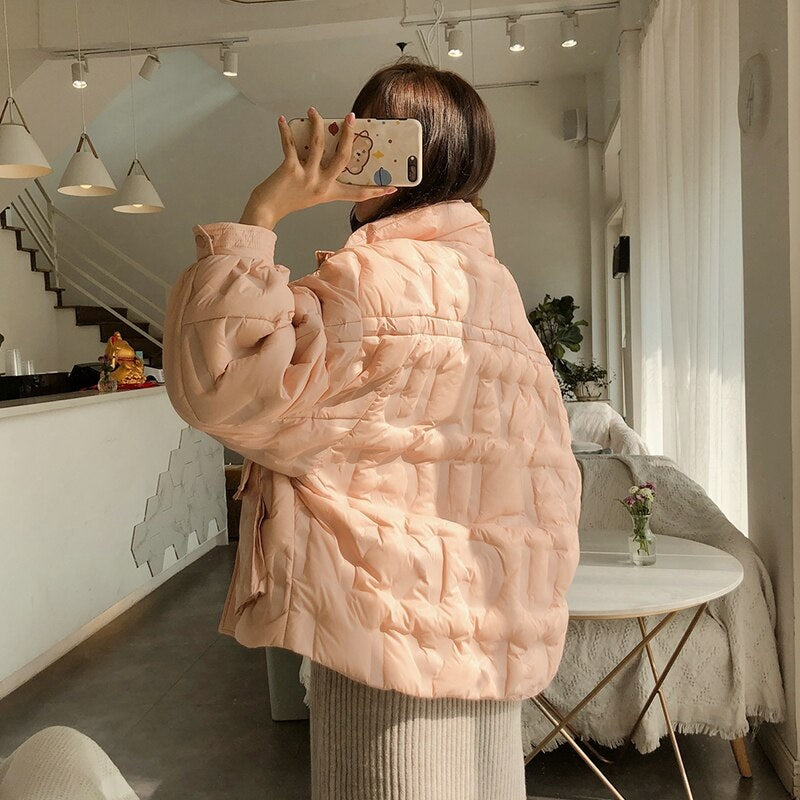 Loose Stand Collar Sweet Candy Colo Duck Down Jackets