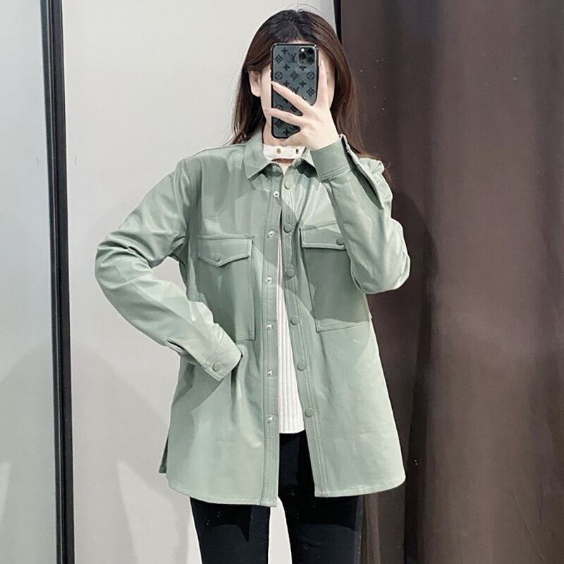 Loose Turn Down Collar Casual Long Sleeve Street Wear Jackets