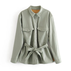 Loose Turn Down Collar Casual Long Sleeve Street Wear Jackets