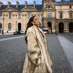 Luxurious Lapel Faux Fur Midi Thick Warm Oversize Cardigan Coat