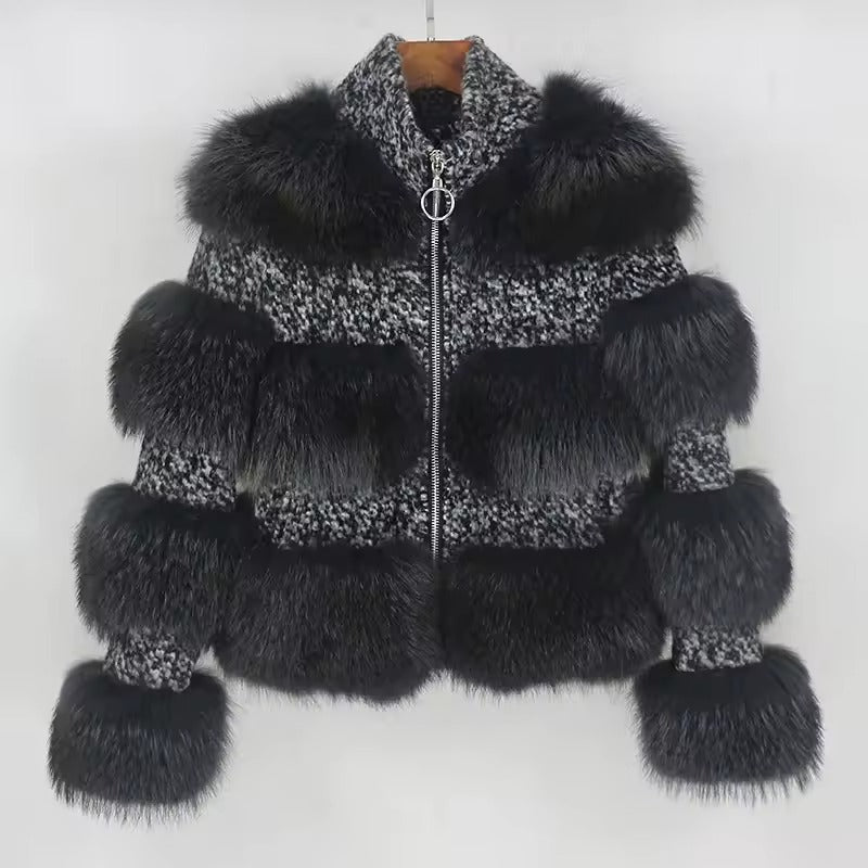 Luxury High Quality Real Raccoon Fur Coat Outwears